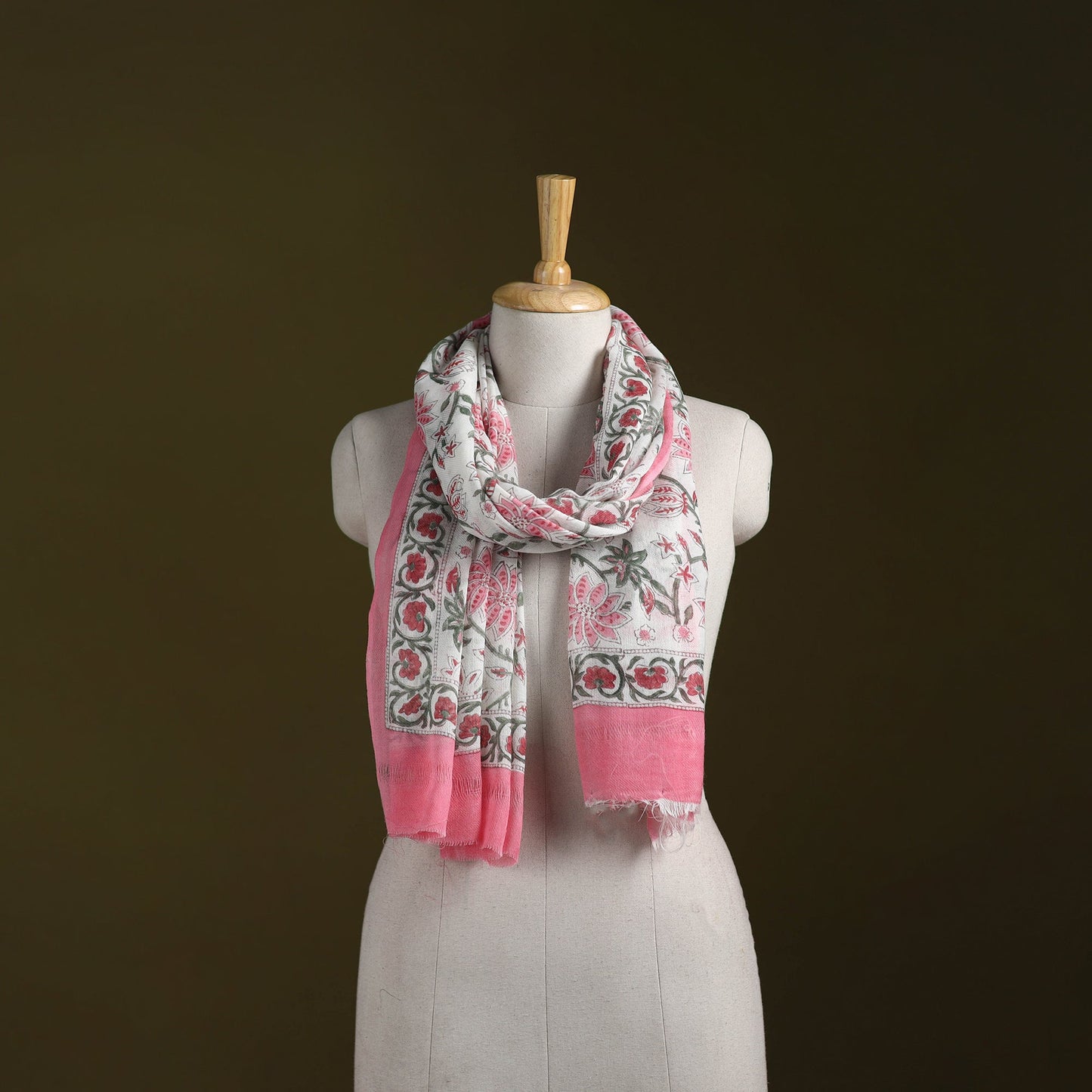 Pure wool hand sanganeri stole 24 - handcrafted