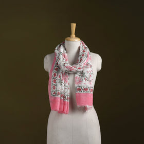 Pure wool hand sanganeri stole 24 - handcrafted