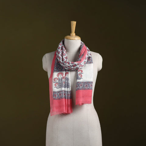 Pure wool hand sanganeri stole 30 - handcrafted