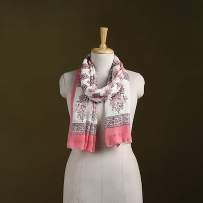 Pure wool hand sanganeri stole 34 - handcrafted