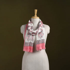 Pure wool hand sanganeri stole 34 - handcrafted