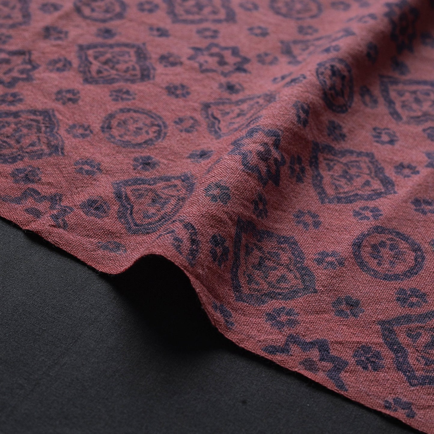 Pink - pure wool handloom natural dyed fabric 05