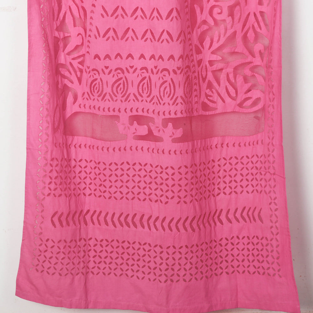 Pink - queen cutwork cotton barmer applique door curtain