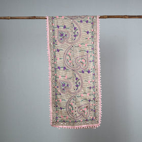 Pink Ranihati Chanderi Silk Embroidered Stole