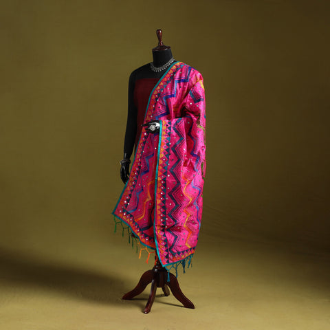 Ranihati chanderi silk zig zag hand embroidery dupatta 20