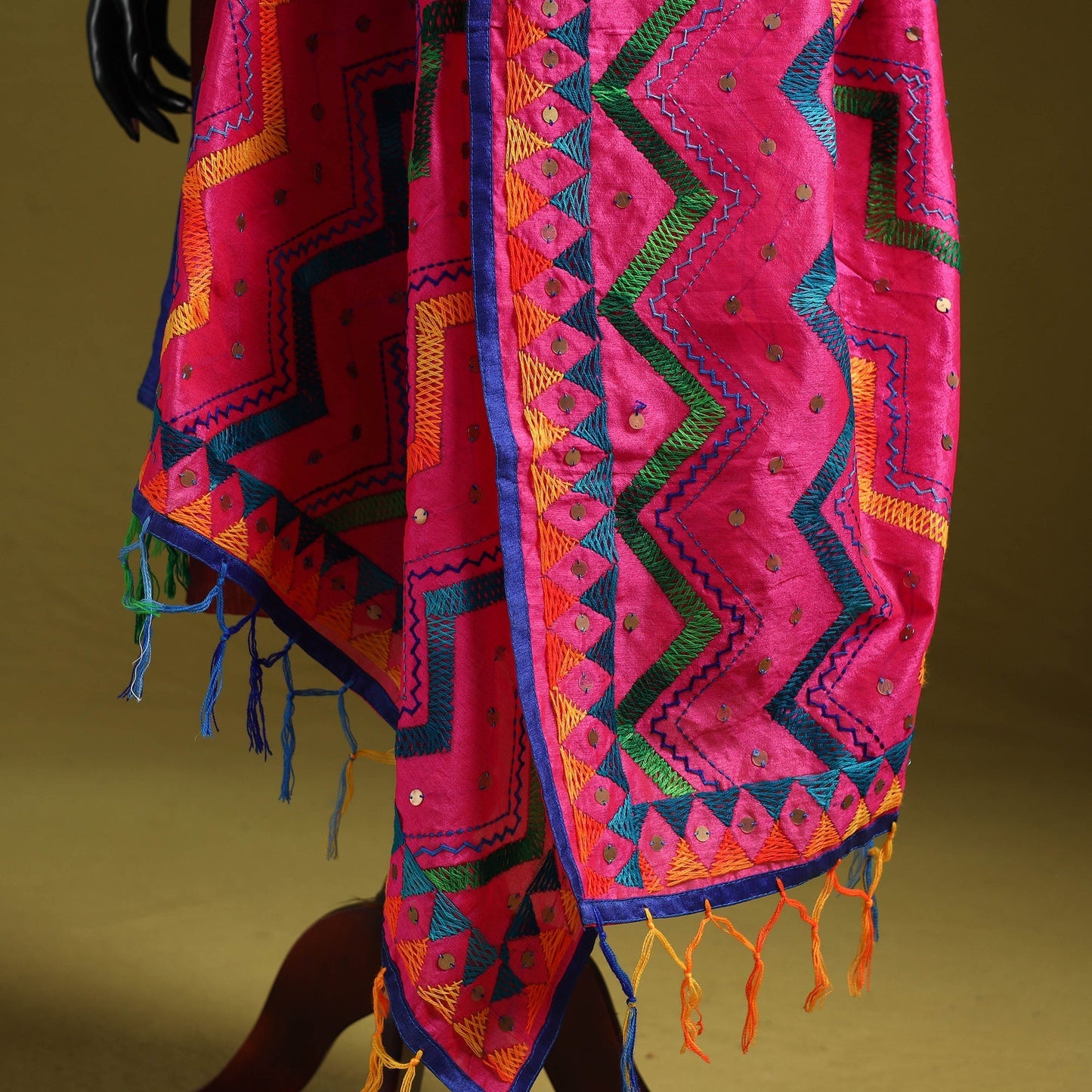 Ranihati chanderi silk zig zag hand embroidery dupatta 30