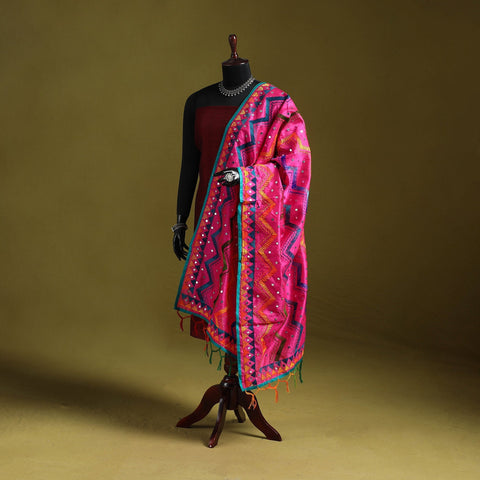 Ranihati chanderi silk zig zag hand embroidery dupatta 18