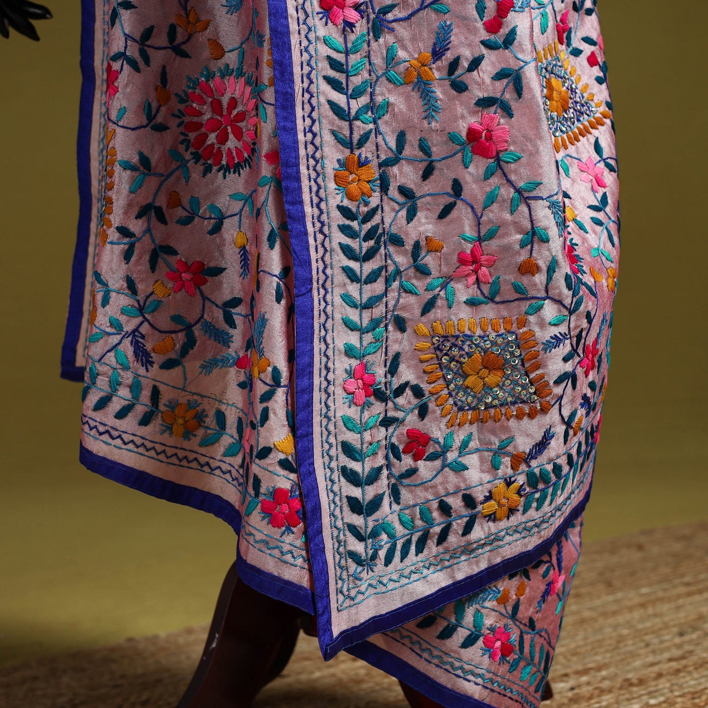 Ranihati chapa work chanderi silk hand embroidery dupatta