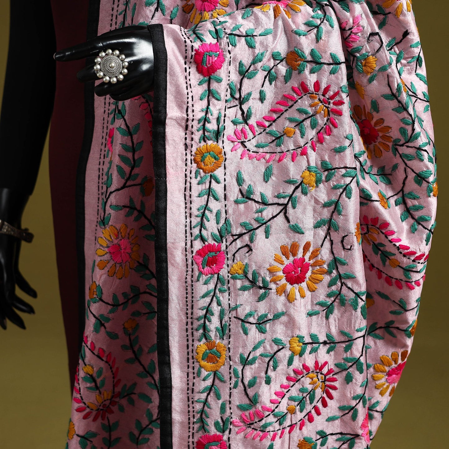 Ranihati chapa work chanderi silk hand embroidery dupatta