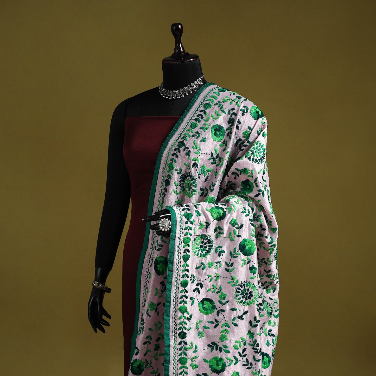 Ranihati chapa work chanderi silk hand embroidery dupatta