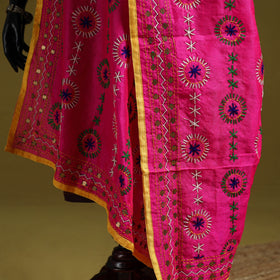 Ranihati chapa work chanderi silk hand embroidery dupatta