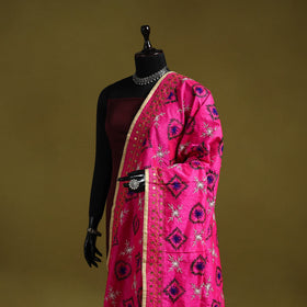 Ranihati chapa work chanderi silk hand embroidery dupatta