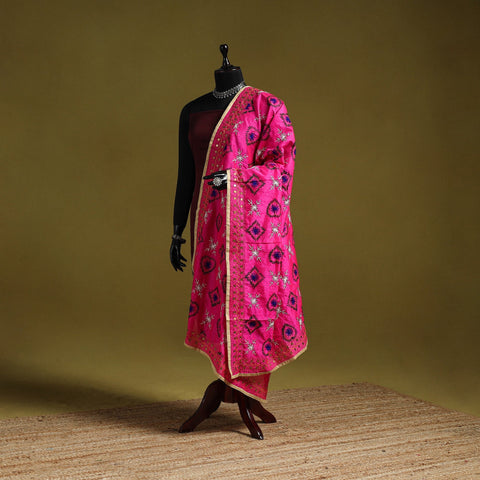 Ranihati chapa work chanderi silk hand embroidery dupatta