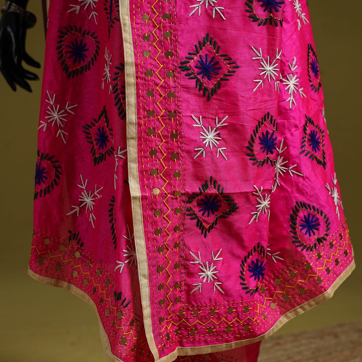 Ranihati chapa work chanderi silk hand embroidery dupatta