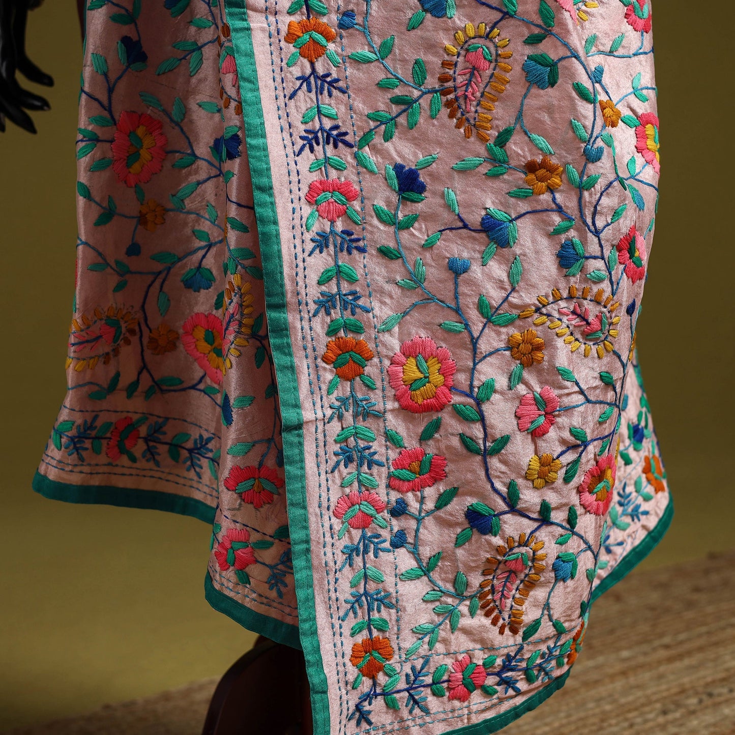 Ranihati chapa work chanderi silk hand embroidery dupatta