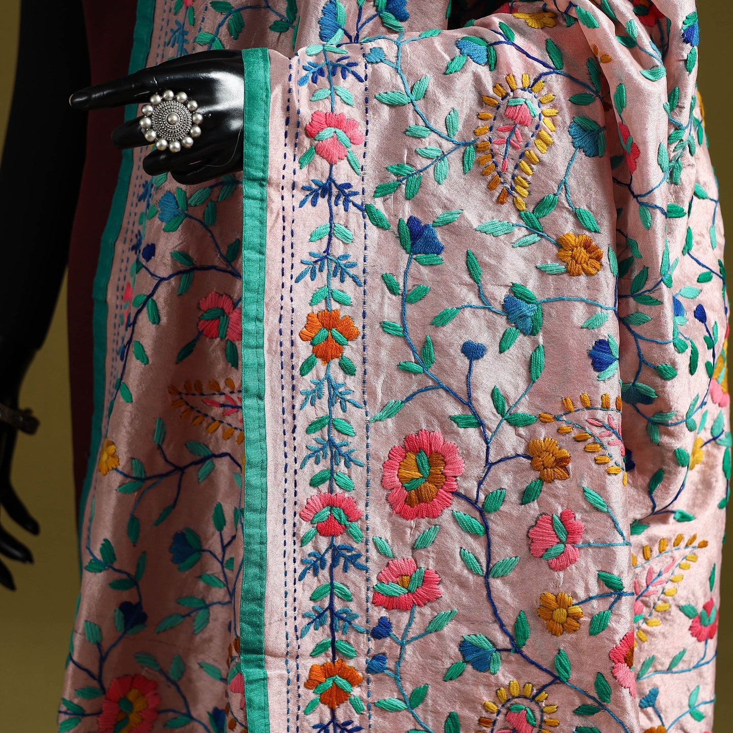 Ranihati chapa work chanderi silk hand embroidery dupatta