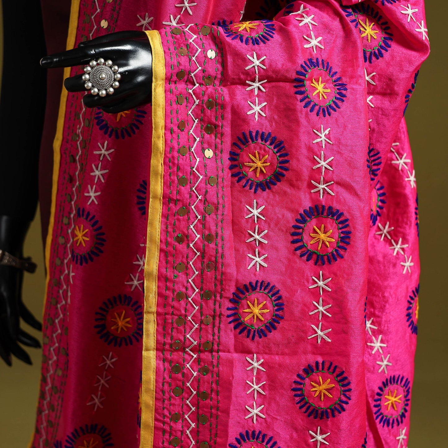 Ranihati chapa work chanderi silk hand embroidery dupatta