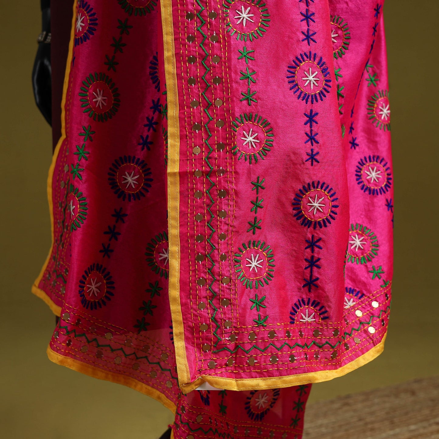 Ranihati chapa work chanderi silk hand embroidery dupatta