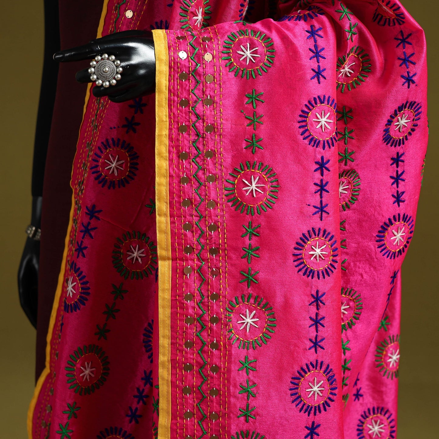 Ranihati chapa work chanderi silk hand embroidery dupatta