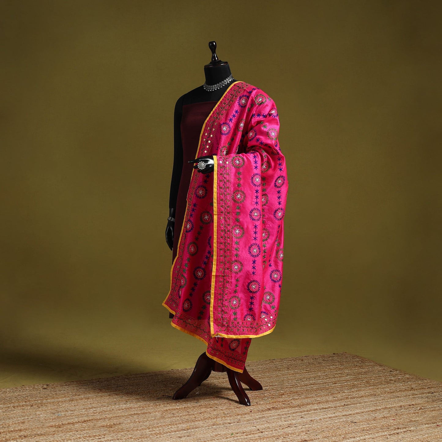 Ranihati chapa work chanderi silk hand embroidery dupatta