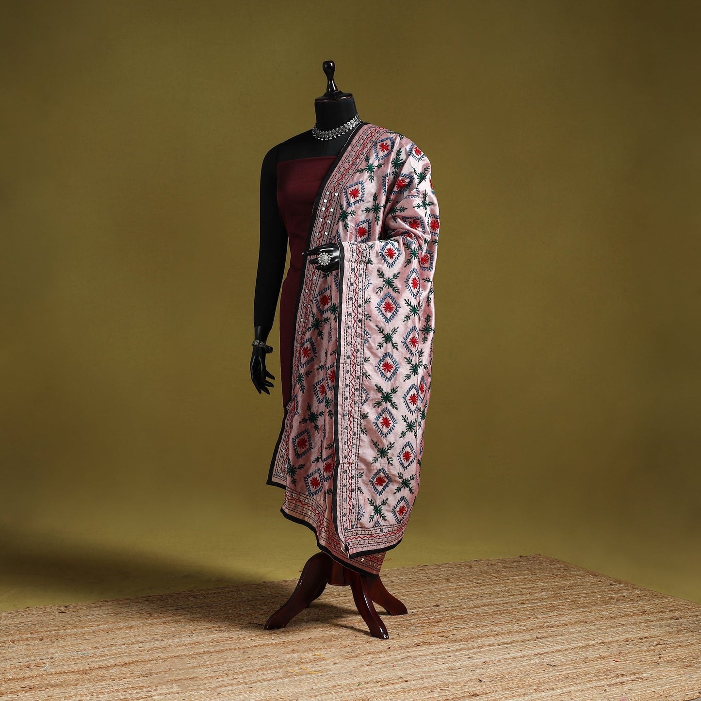 Ranihati chapa work chanderi silk hand embroidery dupatta