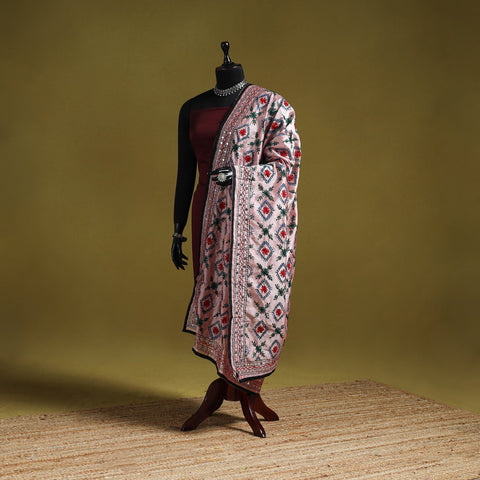 Ranihati chapa work chanderi silk hand embroidery dupatta