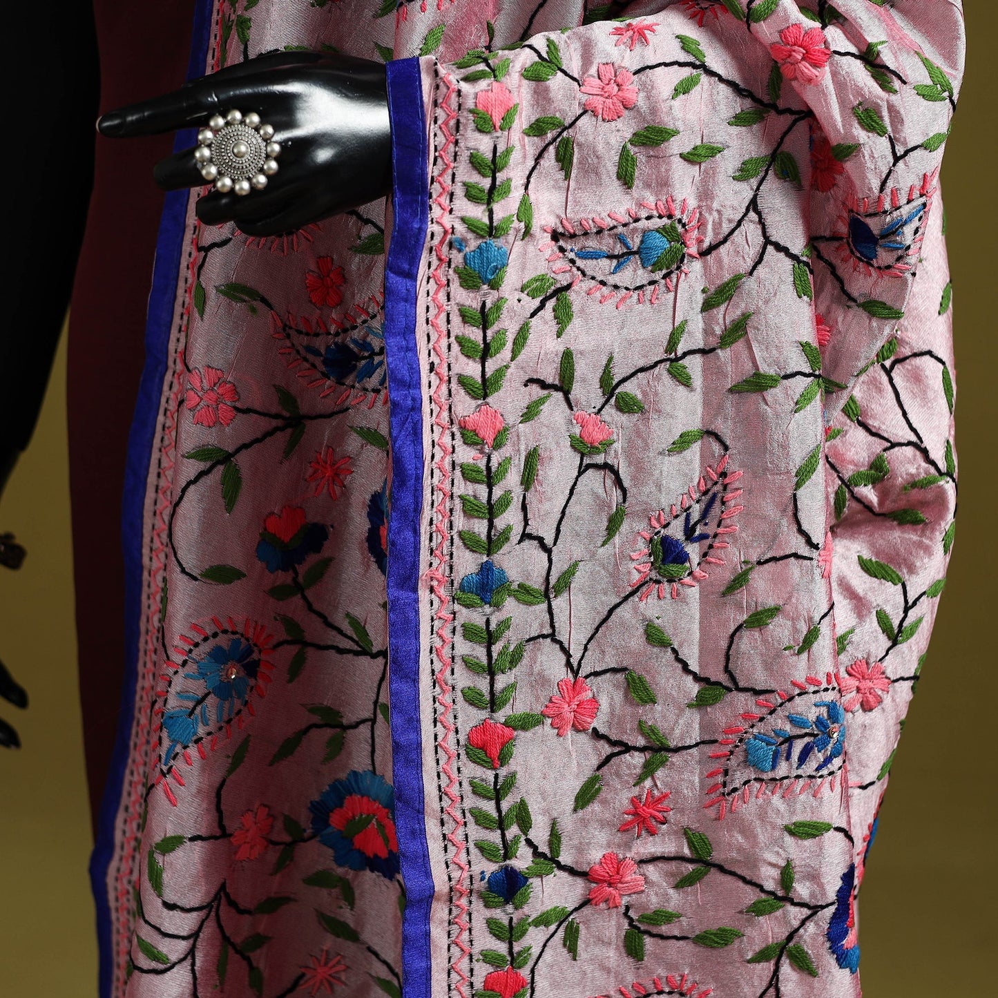 Ranihati chapa work chanderi silk hand embroidery dupatta