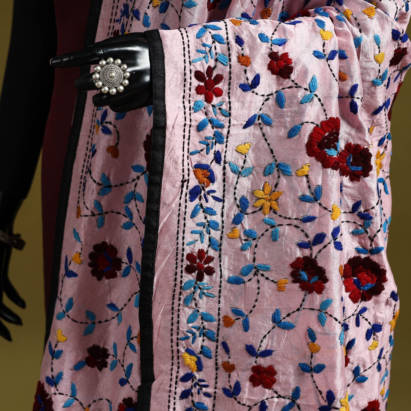 Ranihati chapa work chanderi silk hand embroidery dupatta