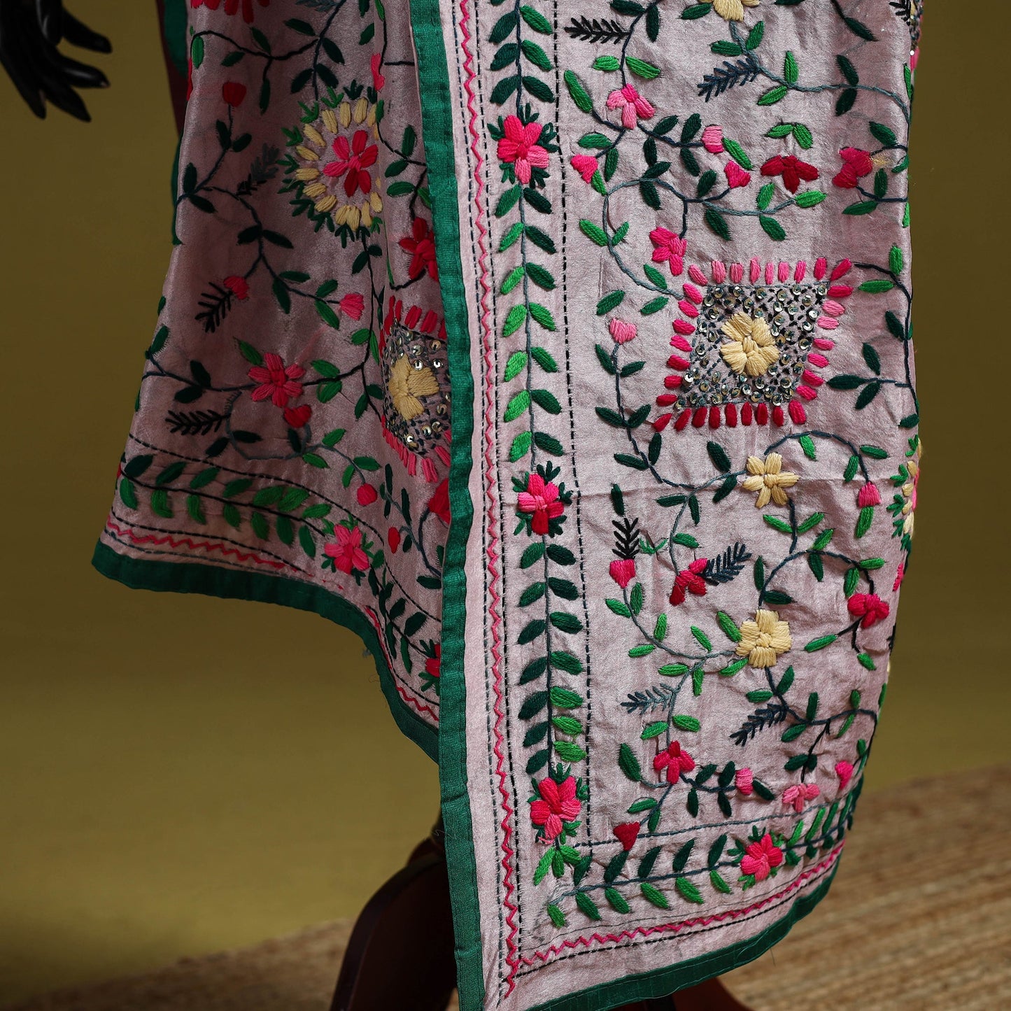 Ranihati chapa work chanderi silk hand embroidery dupatta