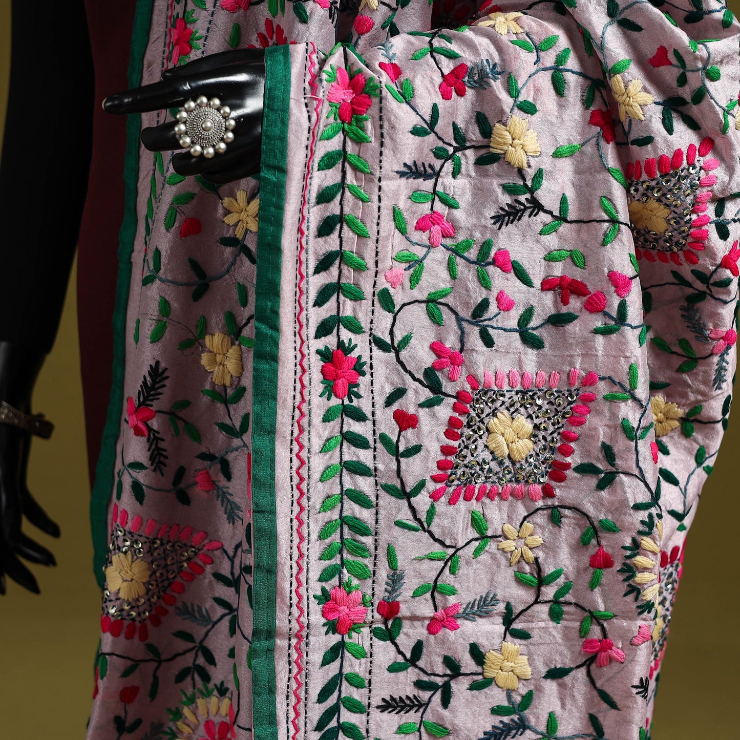 Ranihati chapa work chanderi silk hand embroidery dupatta