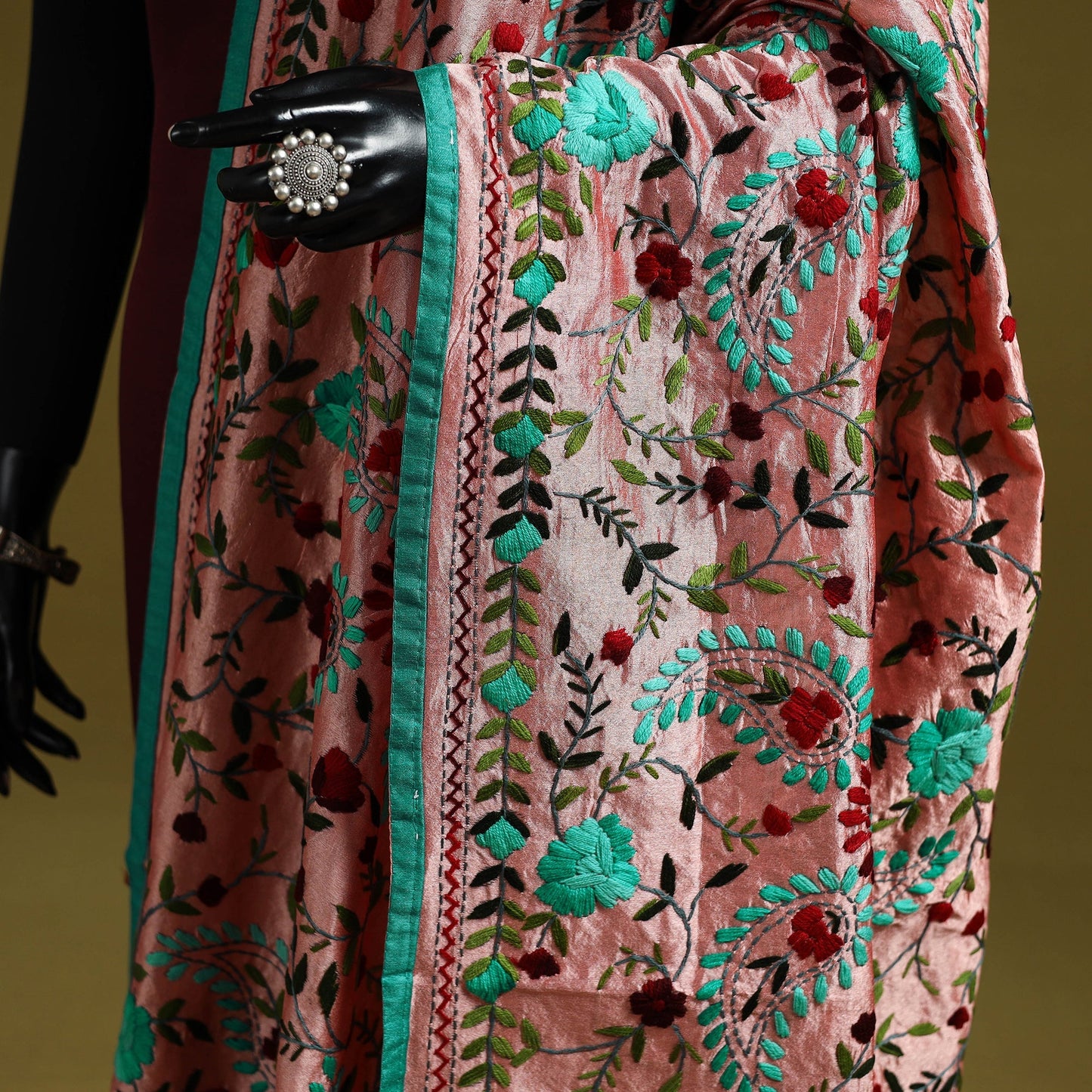 Ranihati chapa work chanderi silk hand embroidery dupatta