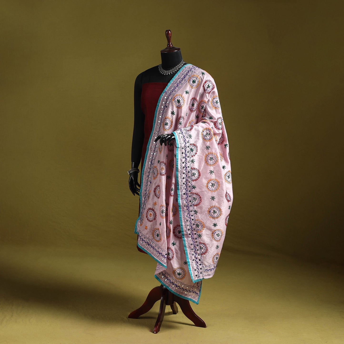 Ranihati chapa work chanderi silk hand embroidery dupatta
