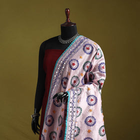 Ranihati chapa work chanderi silk hand embroidery dupatta