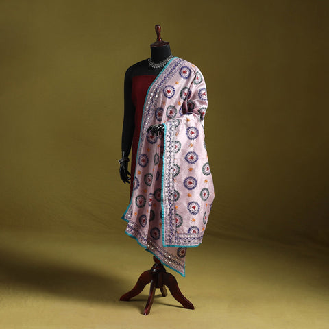 Ranihati chapa work chanderi silk hand embroidery dupatta