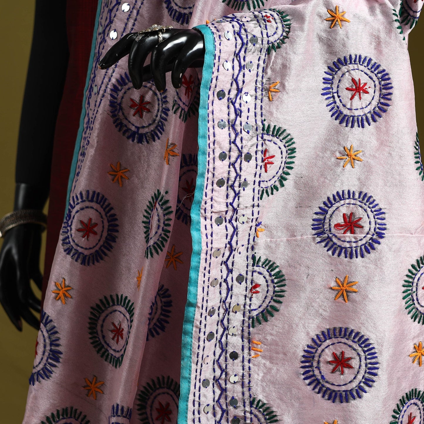 Ranihati chapa work chanderi silk hand embroidery dupatta