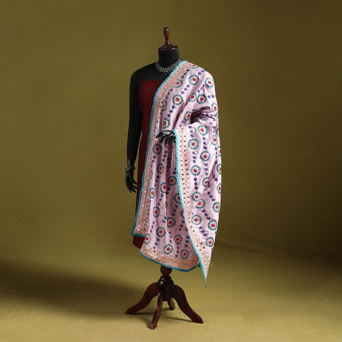 Ranihati chapa work chanderi silk hand embroidery dupatta