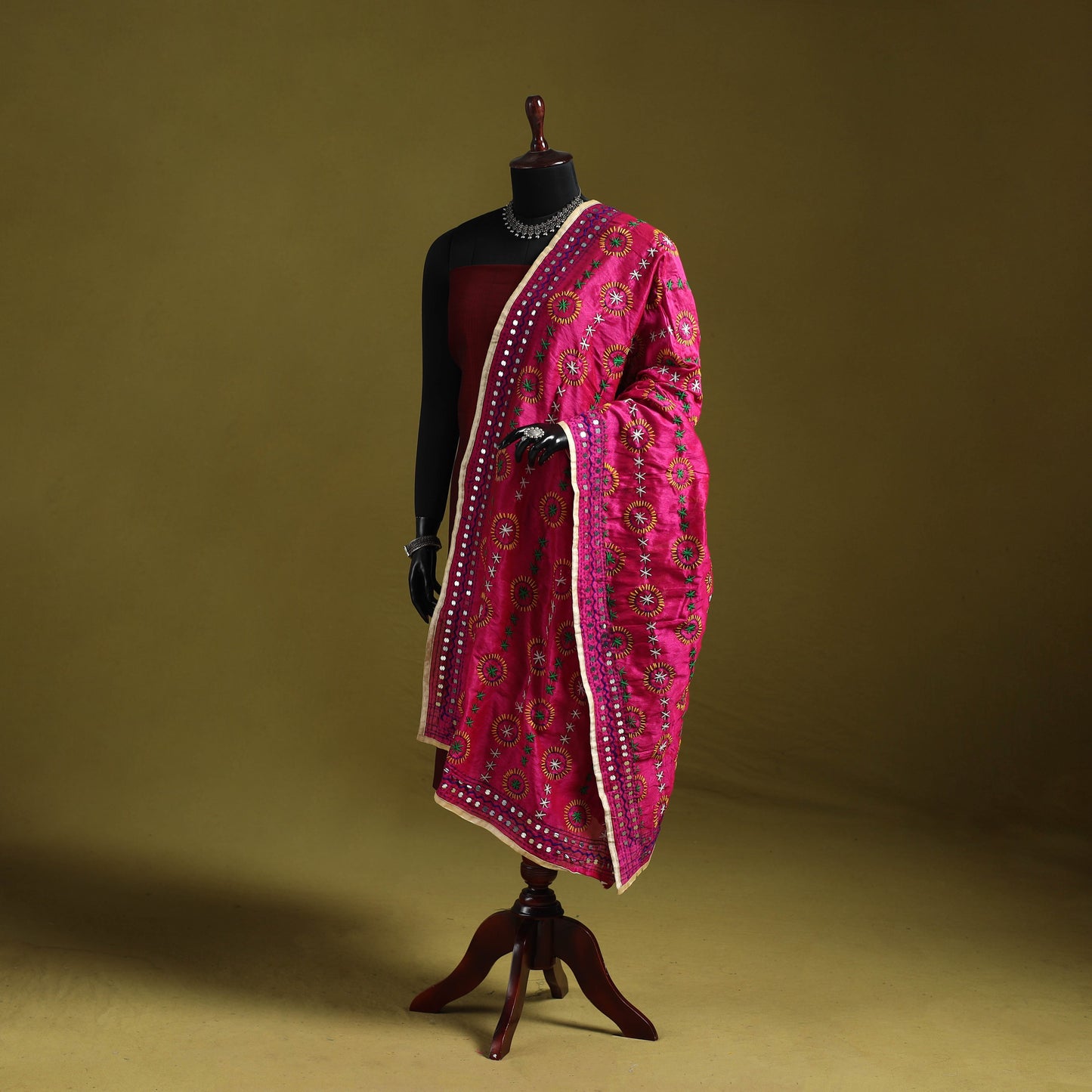Ranihati chapa work chanderi silk hand embroidery dupatta