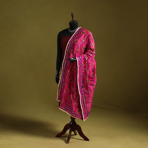Ranihati chapa work chanderi silk hand embroidery dupatta