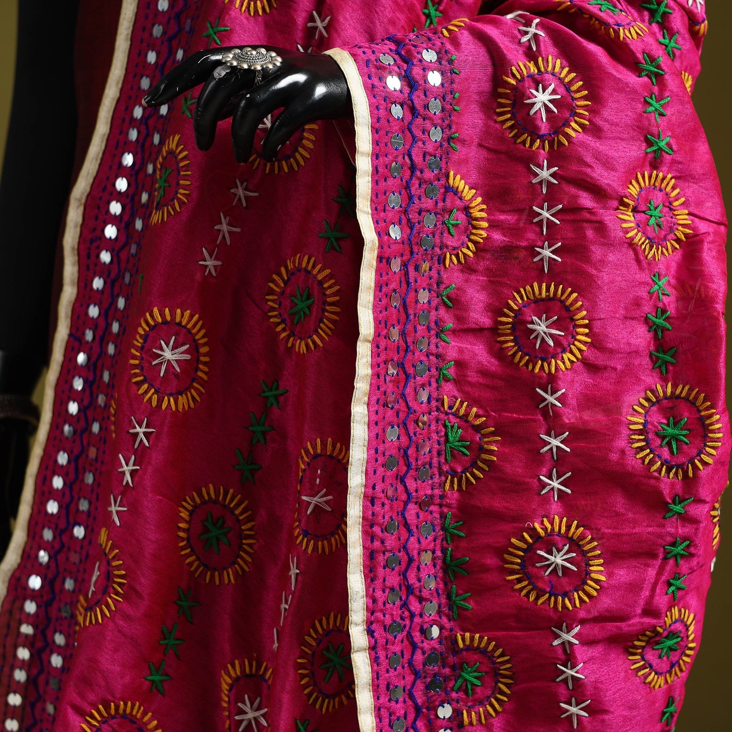 Ranihati chapa work chanderi silk hand embroidery dupatta