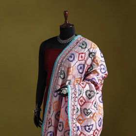Ranihati chapa work chanderi silk hand embroidery dupatta