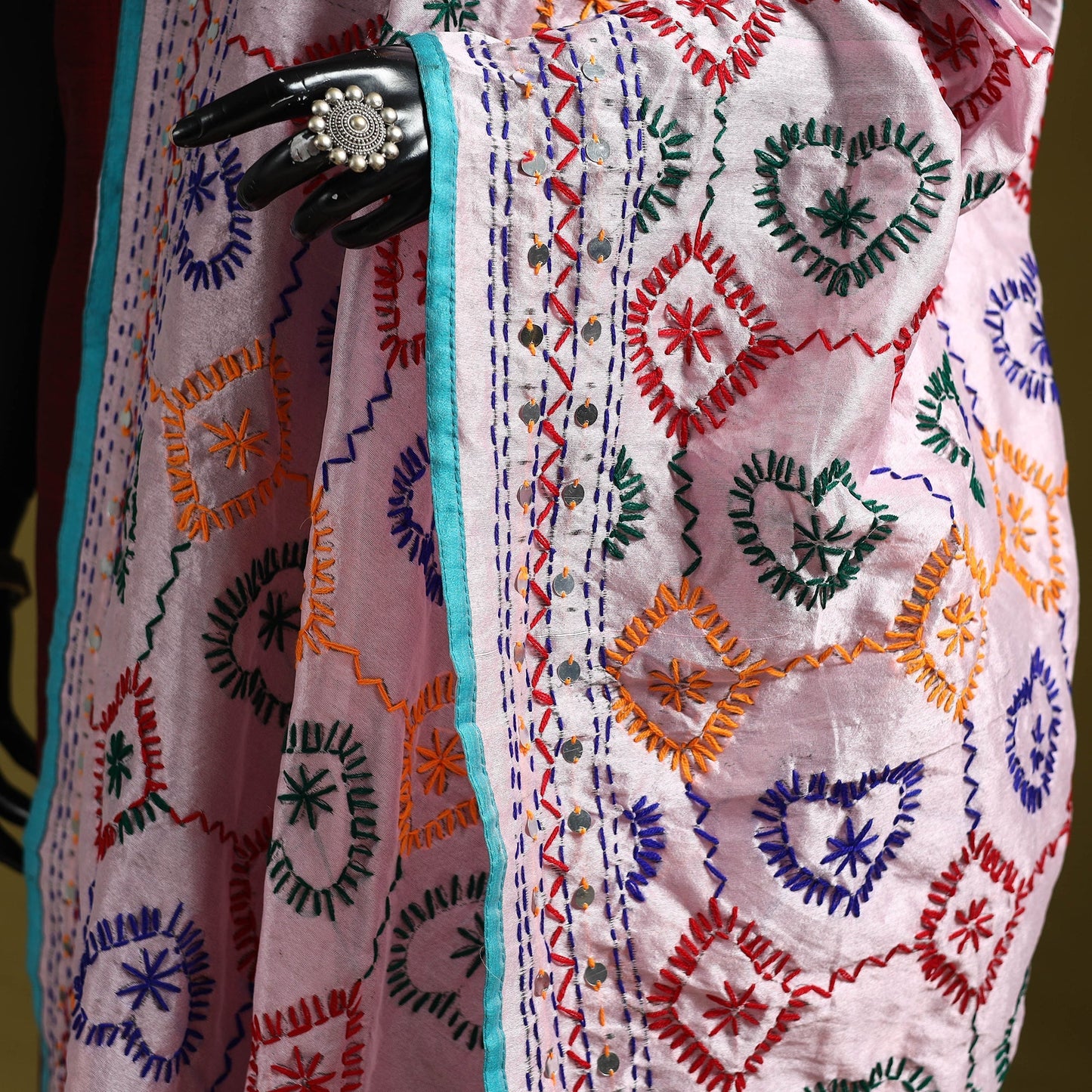 Ranihati chapa work chanderi silk hand embroidery dupatta