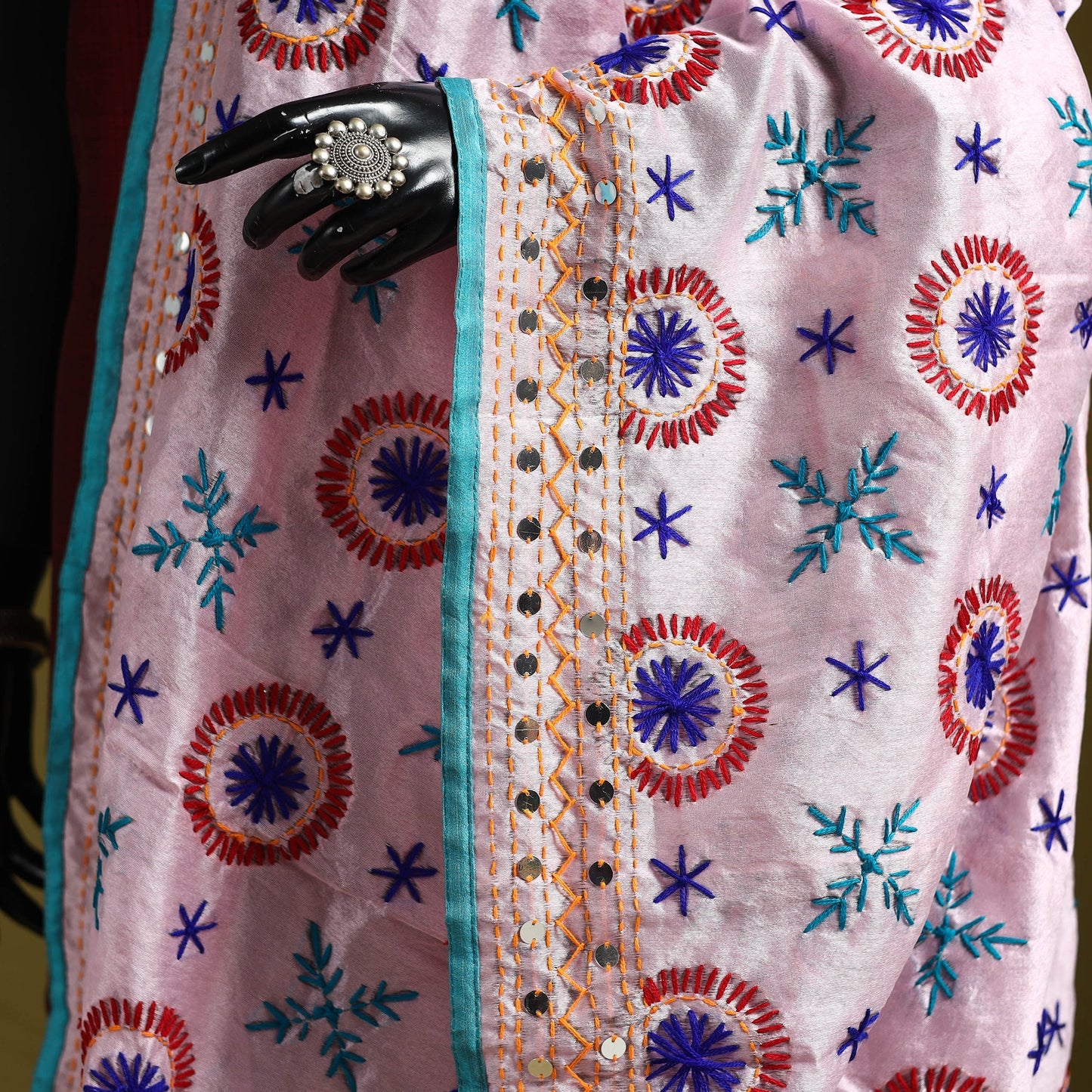 Ranihati chapa work chanderi silk hand embroidery dupatta