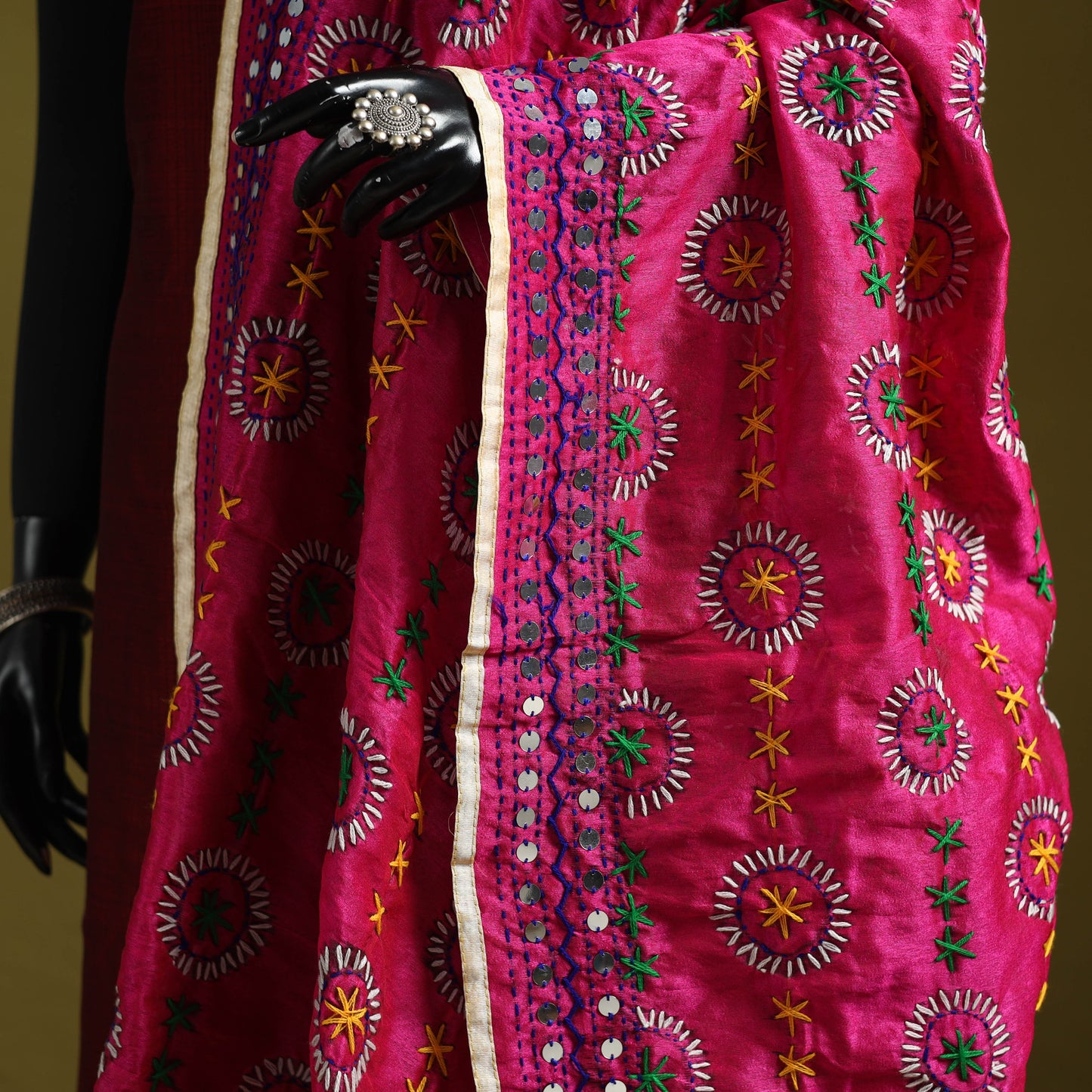 Ranihati chapa work chanderi silk hand embroidery dupatta