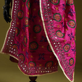 Ranihati chapa work chanderi silk hand embroidery dupatta