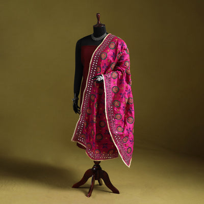 Ranihati chapa work chanderi silk hand embroidery dupatta