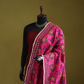 Ranihati chapa work chanderi silk hand embroidery dupatta