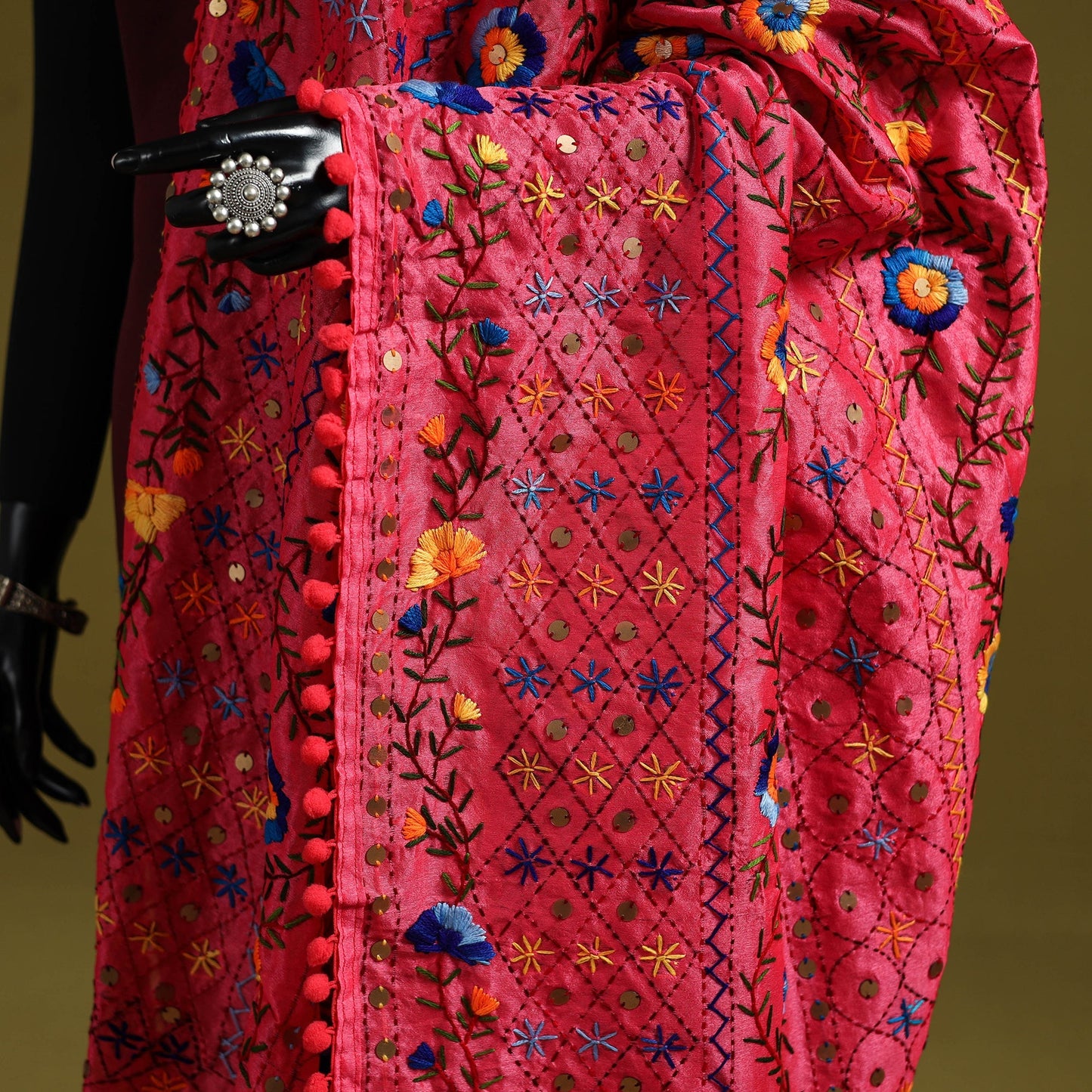 Ranihati chapa work chanderi silk hand embroidery dupatta