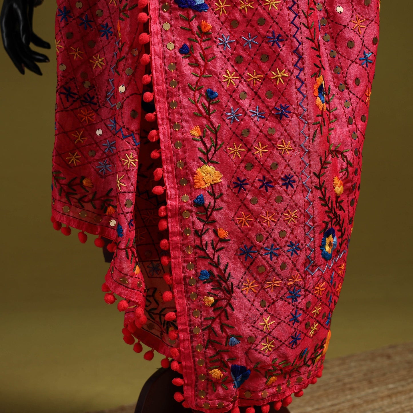 Ranihati chapa work chanderi silk hand embroidery dupatta