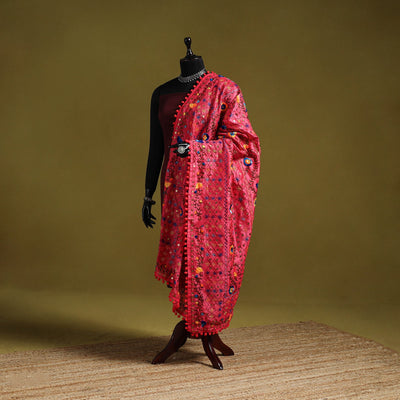 Ranihati chapa work chanderi silk hand embroidery dupatta