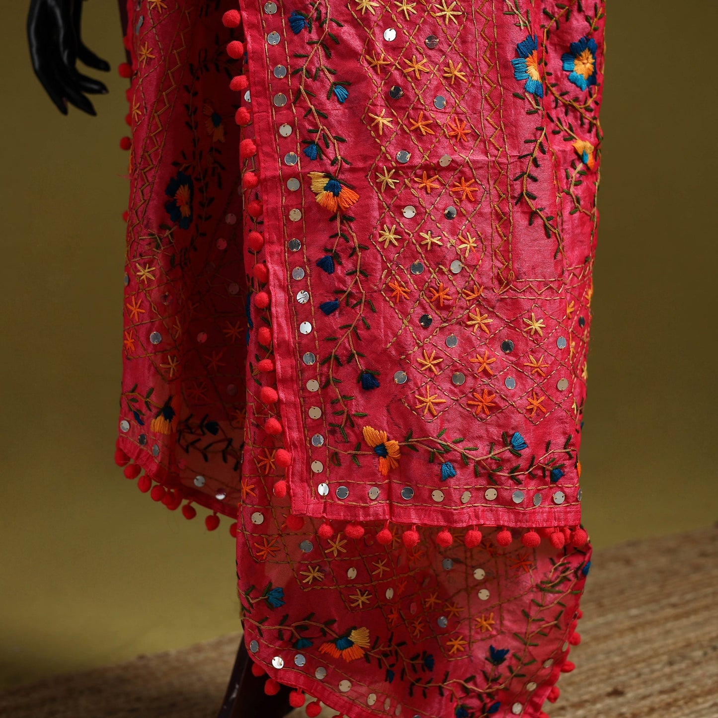 Ranihati chapa work chanderi silk hand embroidery dupatta